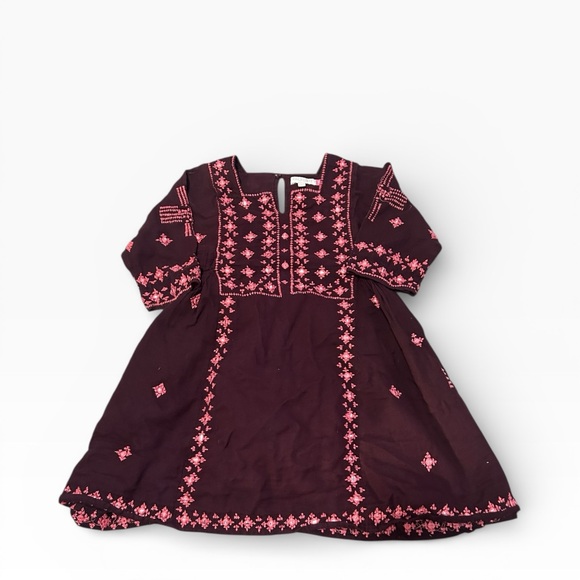 Pink Chicken Embroidered Dress with mirrored details girls size 7 - Picture 3 of 3